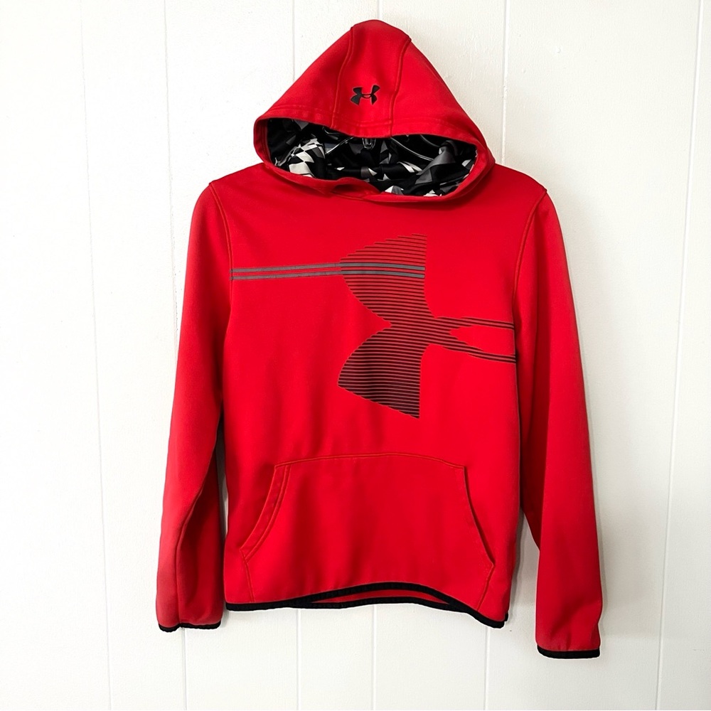 Under Armour Hoodie Sweatshirt Red Boys Coldgear Youth XL